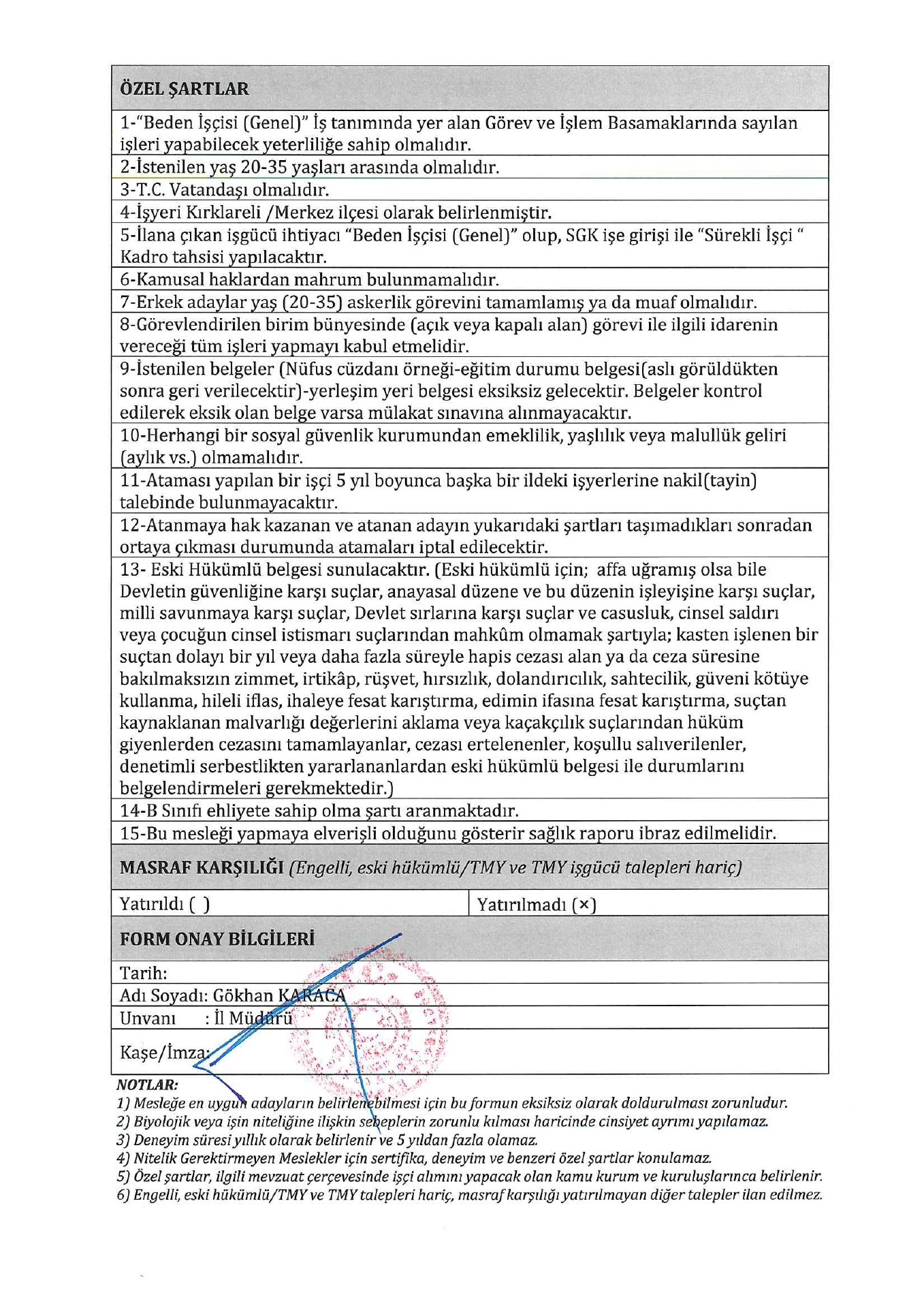 tob-2 Tarım ve Orman Bakanlığı 3 Engelli ve Eski Hükümlü İşçi Alacak