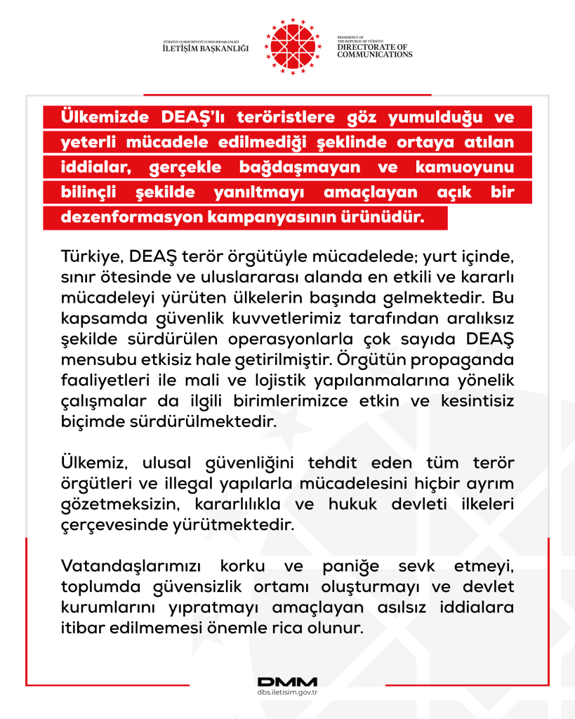 DMM-yalanlama-1-819x1024 İletişim Başkanlığı’ndan DMM'den DEAŞ Açıklaması: “İddialar Dezenformasyon Kampanyasıdır”