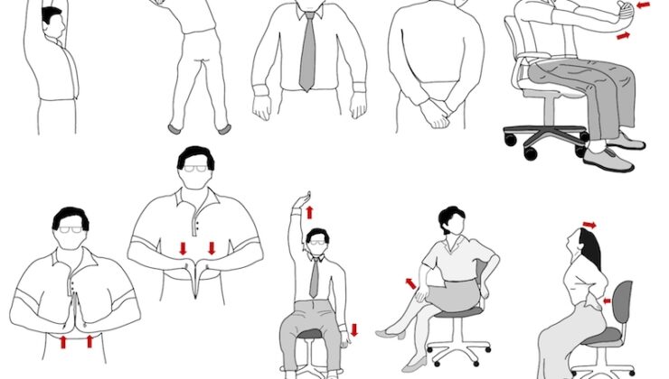 ofis-egzersizleri-740x420 Ofiste Bilgisayar Başında Çalışanlar İçin Doğru Oturuş, Duruş ve Egzersiz Tavsiyeleri